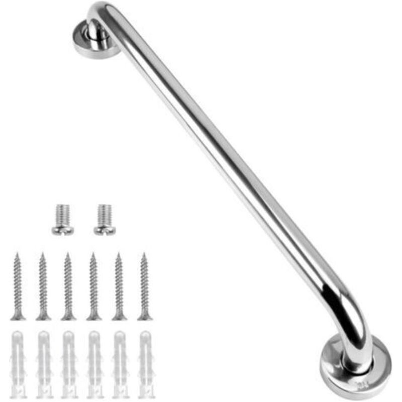 Barre D'Appui Salle De Bain 50cm Acier Inoxydable 304 Chromée Antidérapante Poignée Sécurité Murale Toilette Douche Fixation Invisible