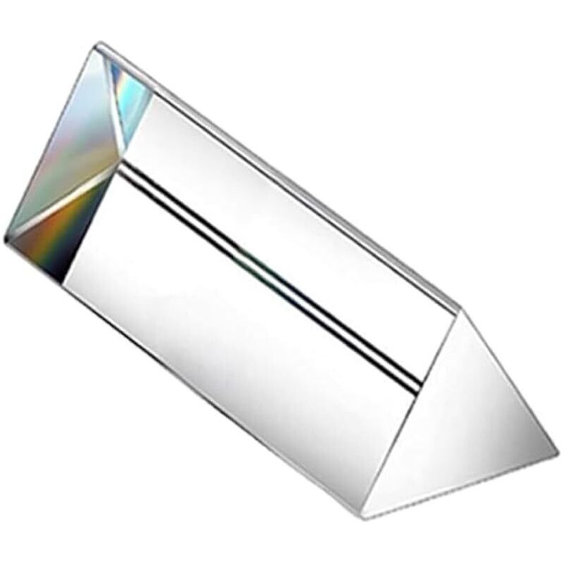 Prisme Triangulaire En Verre K9 100mm - Transparent Pour Expériences Optiques, Réfraction Lumineuse Et Spectre Arc-en-ciel