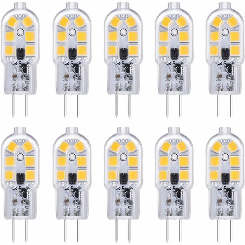 Ampoule Led G4 12v 2w Blanc Froid 6000k 200lm Équivalent Halogène 10-20w Ac/dc Non Dimmable Pour Hotte Et Camping-car Lot De 10