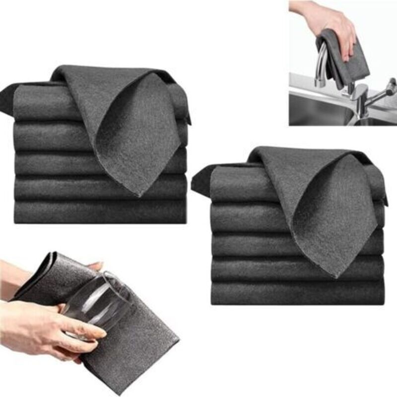 Lot De 10 Chiffons Microfibres Épais Magiques Lavables Et Réutilisables Nettoyage Sans Traces Pour Vitres Et Surfaces