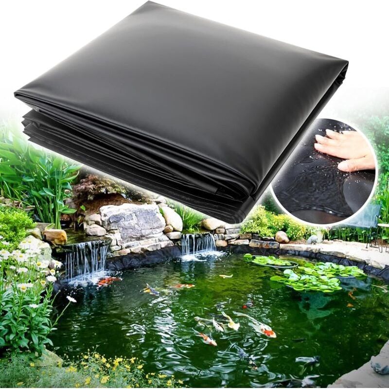 Bâche Étanche Hdpe Renforcée Noire 3x5m Pour Bassin Jardin Anti-uv Flexible Résistante Étang À Poissons