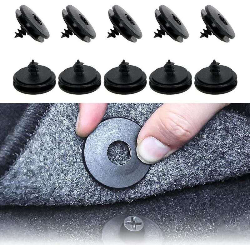Lot De 10 Clips Antidérapants Pour Tapis De Voiture, Fixation Universelle 3 En 1 À Pression, Accessoires Intérieur Auto Noir