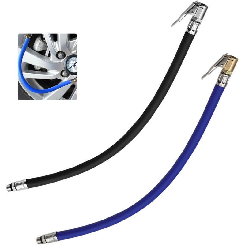 Lot De 2 Rallonges Gonfleur Pneus 37cm, Flexible Caoutchouc Avec Valve Laiton, Pour Voiture Moto Vélo