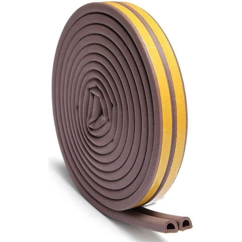Bande D'Étanchéité Adhésive En Mousse Forme D 10m, Joint Isolation Phonique Anti-courant D'Air Pour Portes Et Fenêtres, Marron