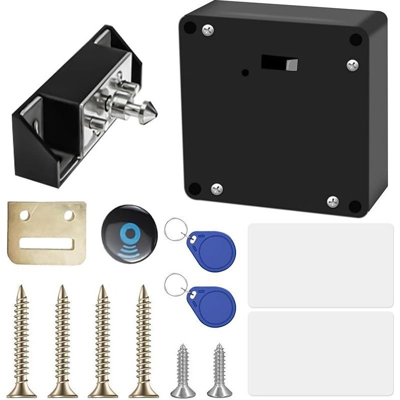 Serrure Électronique Rfid Pour Armoire Et Tiroir, Verrou À Batterie Discret Avec 2 Clés Et 2 Cartes, Sécurité Double Porte