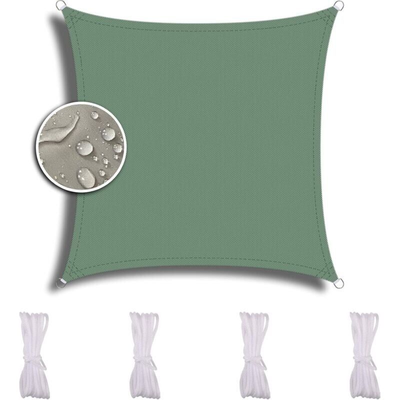 Voile D'Ombrage Carré 3x3m Imperméable Anti-uv Pour Jardin Terrasse Camping Auvent Résistant Vert Foncé