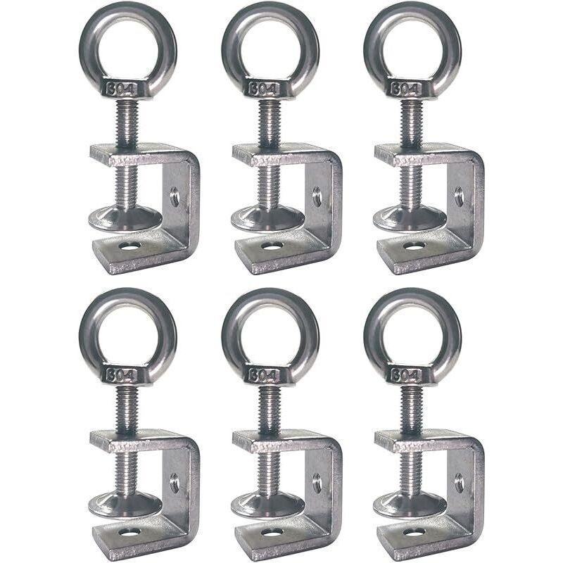 Lot De 6 Pinces En C Acier Inoxydable Réglables 0-25mm, Serre-joints Métal Filetage M8 Pour Établi