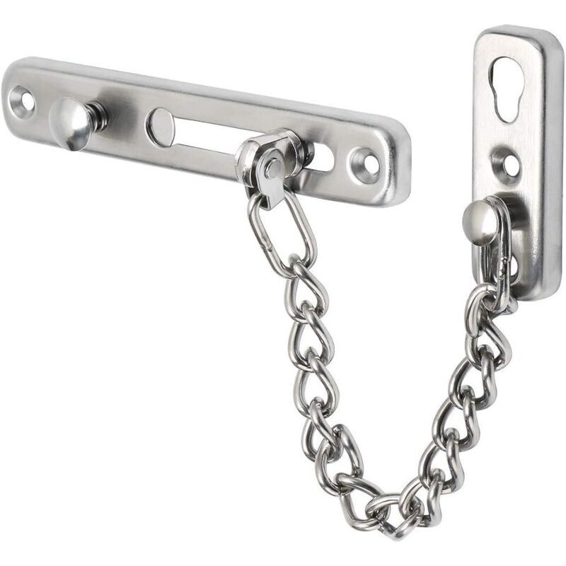 Chaîne De Porte Antivol En Acier Inoxydable 304, Boucle De Sécurité À Chaîne Pour Porte, Finition Argent Brossé, Robuste Et Durable
