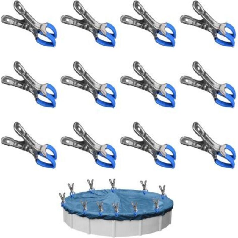 12 Pinces Métalliques Haute Tension Pour Bâche De Piscine Et Serre, Clips De Fixation Robustes Avec Protection, Accessoires Jardin