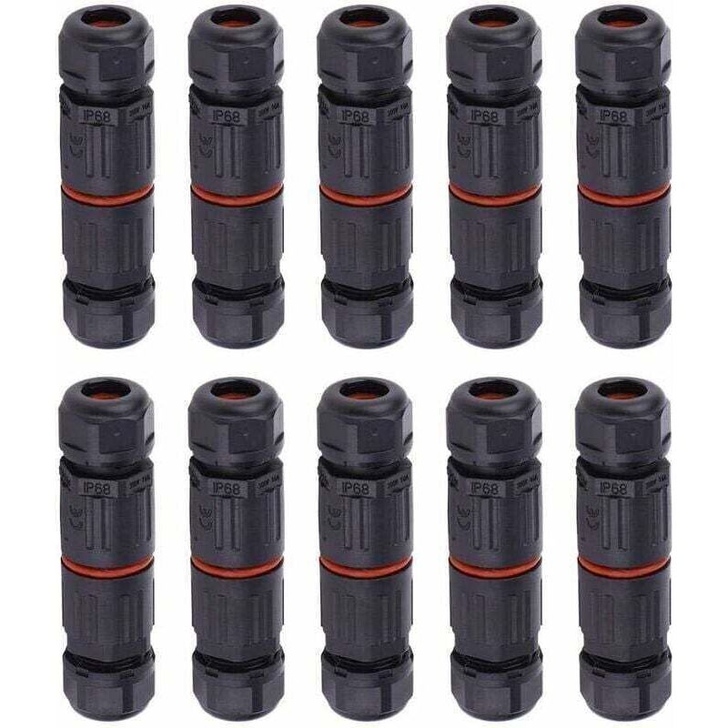 Lot De 10 Connecteurs Électriques Étanches Ip68 3 Broches Mâle Femelle, Raccord Câble Imperméable Pour Extérieur