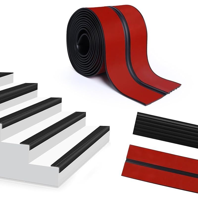Nez De Marche Antidérapant 2m Caoutchouc Flexible Noir Adhésif Intérieur Extérieur Protection Sécurité