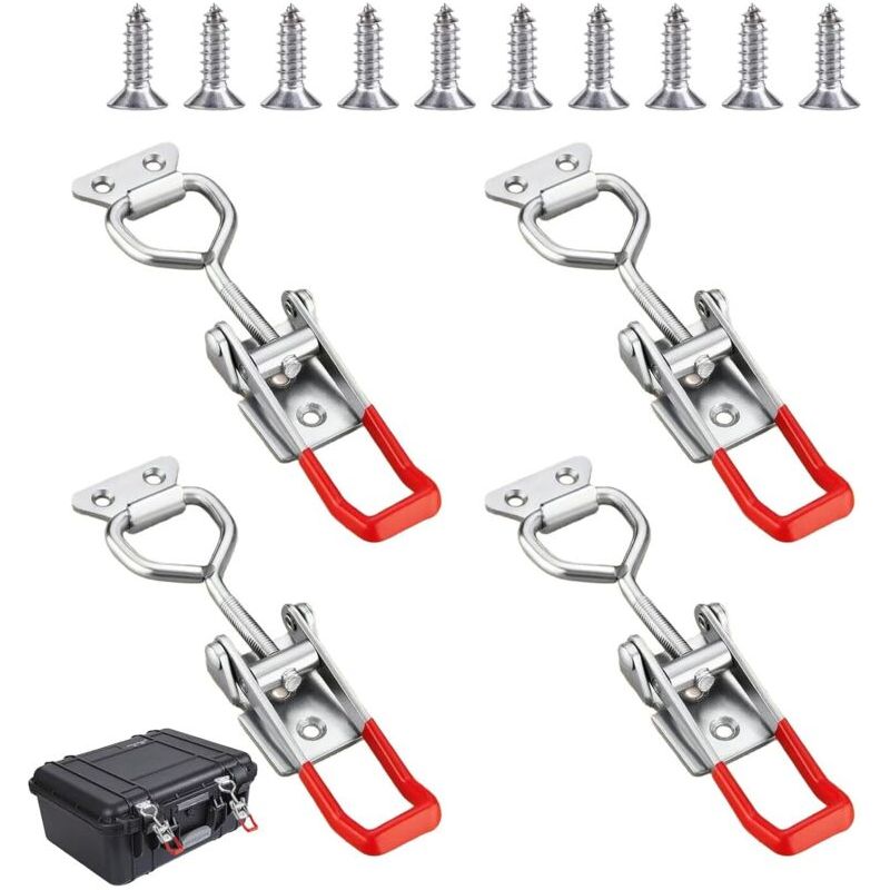 Lot De 4 Loquets À Bascule En Acier Inoxydable, Fermeture Réglable Robuste Et Antirouille Pour Armoires, Portes, Caisses Et Remorques