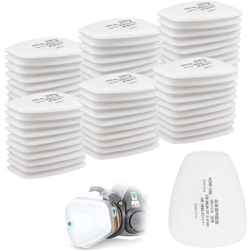 Lot De 60 Filtres À Poussière En Coton Pour Masque Complet, Compatible Avec Séries 6000 7500 Ff402, Remplacement Cartouche 5n11