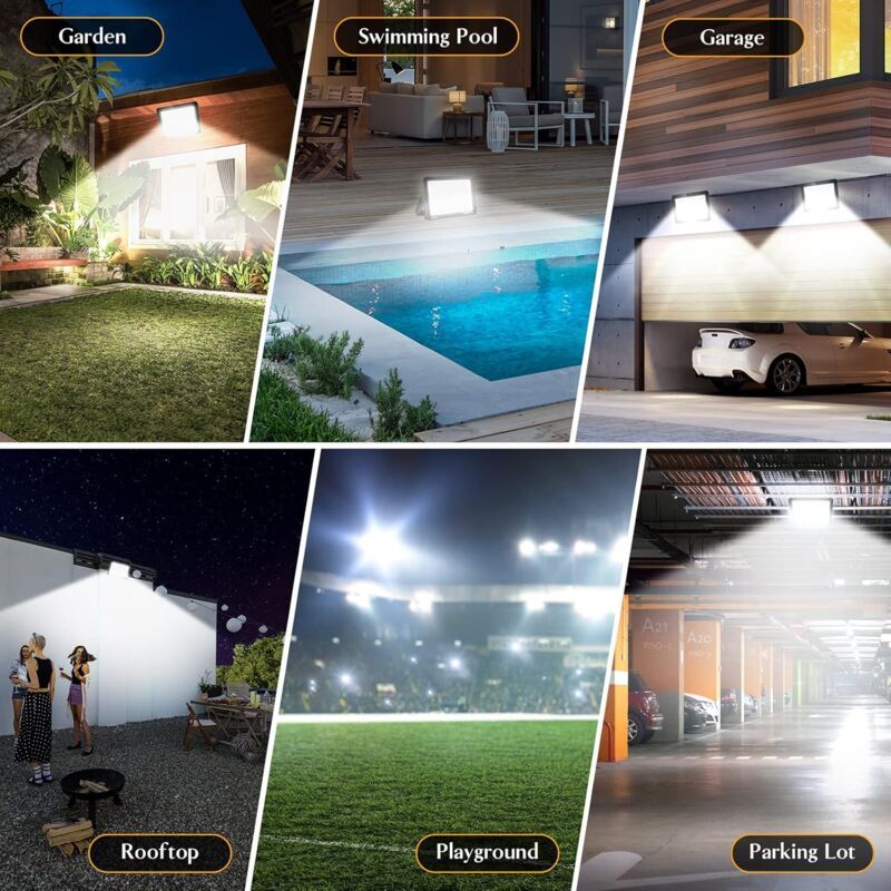 Projecteur Led Extérieur 200w 25000lm Ip66 Étanche Lumière Blanche Froide 6000k Éclairage Sécurité Pour Jardin Garage Cour Parking