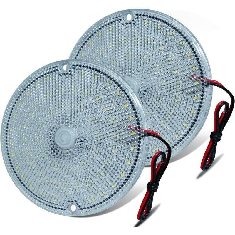 Lot De 2 Plafonniers Led Extra-plats 12v 24v, Dôme 60 Leds Haute Luminosité Dc 9-85v Pour Camping-car, Van Et Bateau