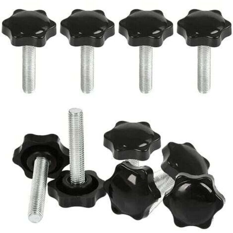 Lot De 10 Vis À Tête Moletée M8x40mm, Boulons De Serrage En Plastique Avec Poignée Étoilée Pour Assemblage Manuel Rapide