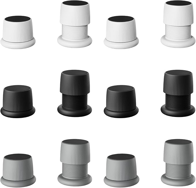 Set Mit 12 Verstellbaren, Rutschfesten Möbelfüßen Für Möbel, Betten, Sofas, Tische Und Stühle, Verstellbar Von 4,1 Bis 6,3 Cm, Schwarz+weiß+grau