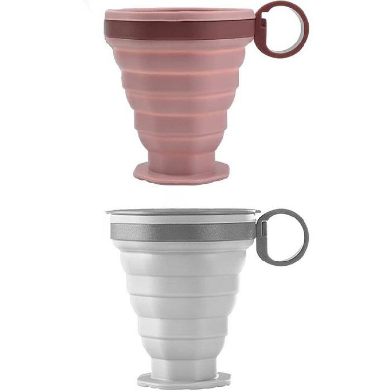 2er-set – Silikon – Faltbarer Becher – 220 Ml – Bpa- Und Fda-freier Deckel – Tragbarer Kaffeebecher – Faltbarer Wasserbecher
