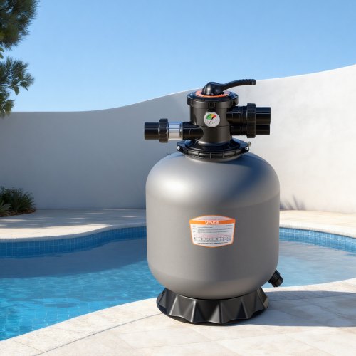 Sandfilter, 450 Mm Filterkessel, 151 L/min Sandfiltersystem, Filterbehälter Mit 7-wege-mehrwegeventil, Rückspül-, Spül-, Umwälz-, Abwasser-, Winter- & Geschlossenmodus, Für Aufstellpools