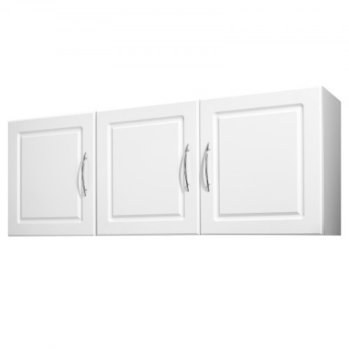 Wandschrank Für Waschküche, 2-stöckiger Wandhängeschrank Mit Verstellbarer Ablage, Küchenschrank Mit 3 Türen, Für Küche Bad Wäscherei, 31,6x137,2x51,6 Cm (t X B X H), Oberschrank Weiß
