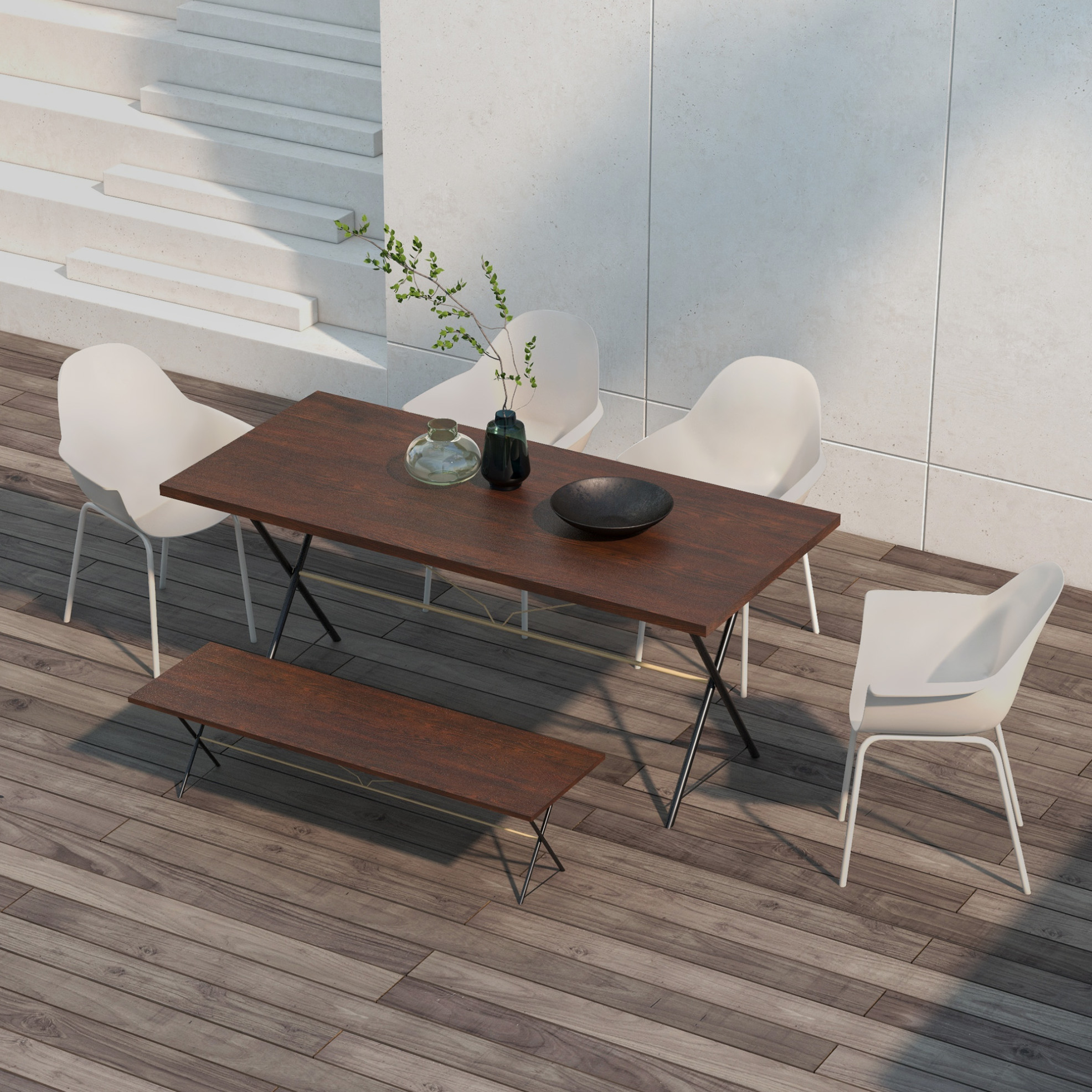 Stuhl Esszimmerstuhl Garten 4er Set Stahl Okmyhome