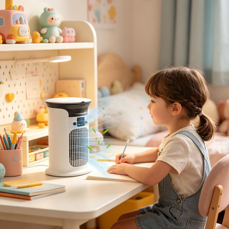 Tragbarer Luftkühler Mit Licht, Verstellbar, Turmventilator Mit Sprühfunktion – Für Den Innenbereich, Zuhause, Wohnzimmer, Nachttisch, Büro, Küche