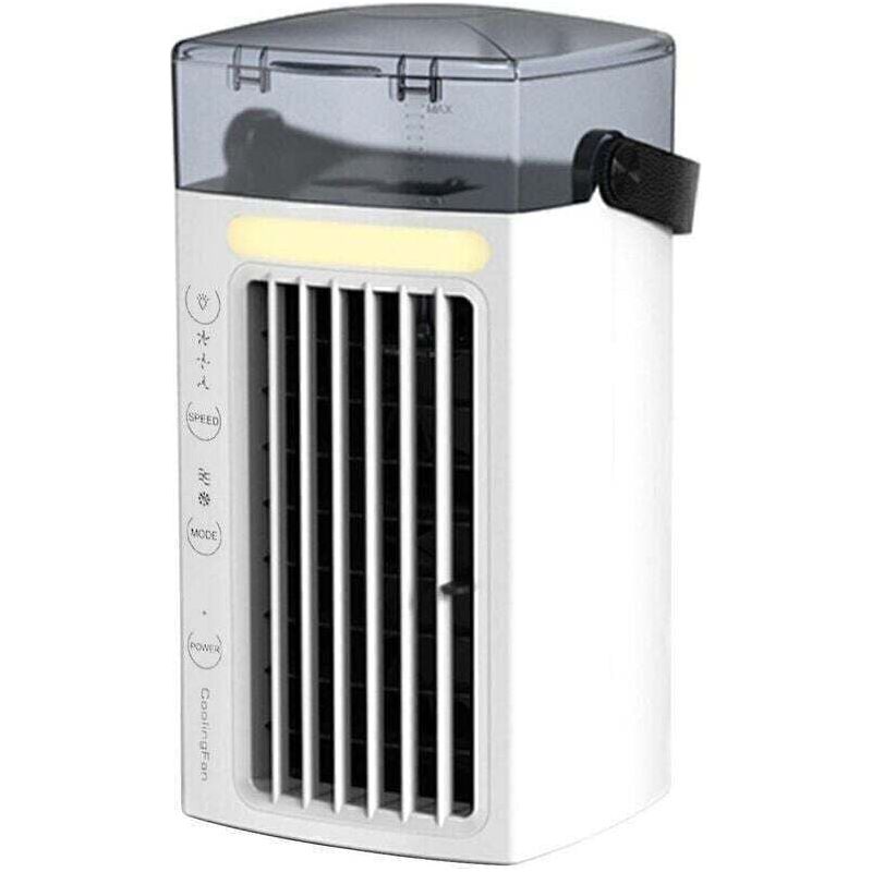 Leise, Tragbare Klimaanlage, 4 Geschwindigkeitsstufen, Kein Abluftsystem Erforderlich, 900-ml-wassertank, Eiswürfelbehälter, Eiswürfelschale, 7 Leds, Ideal Für Zuhause, Büro Und Reisen
