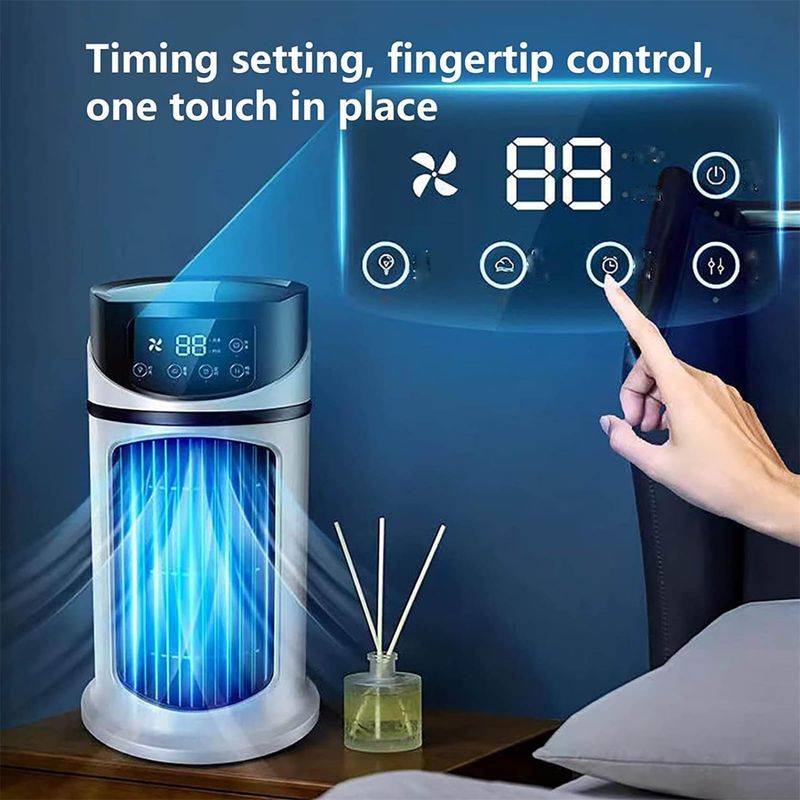 Tragbare, Leise Mobile Klimaanlage, Mini-klimaanlage, 4-in-1-luftkühler Mit Usb-anschluss, Ventilator, 300-ml-wassertank, 90°-oszillation, 3 Lüfterstufen, 2 Nebelmodi Für Schlafzimmer Und Büro