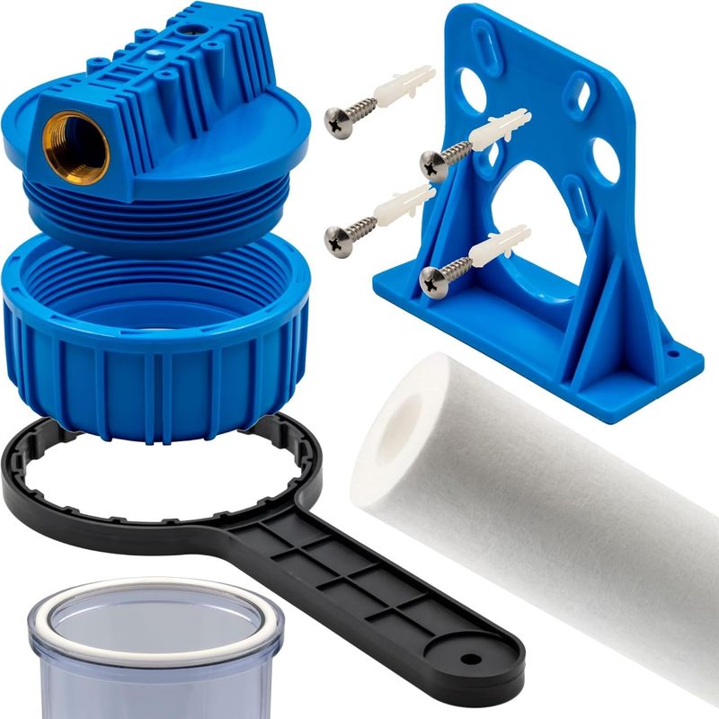 1"-wasserfilter – Austauschbare Filterpatrone – 8 Bar – Für Garten-, Haus- Und Industriepumpen – Komplettes Set Mit Schraubenschlüssel Und Halterung – Filtert Sedimente Und Verunreinigungen