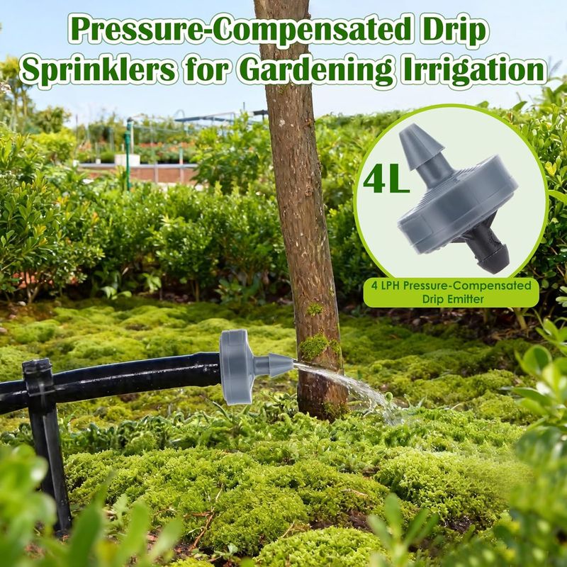 Buachois 100 Stück Tropfbewässerungs-emitter, 4-liter-druckausgleichs-tropfer, Abnehmbarer Durchflussstabilisator Für Gartenbewässerungsschläuche Mit 4 Mm Innendurchmesser Und 7 Mm Außendurchmesser