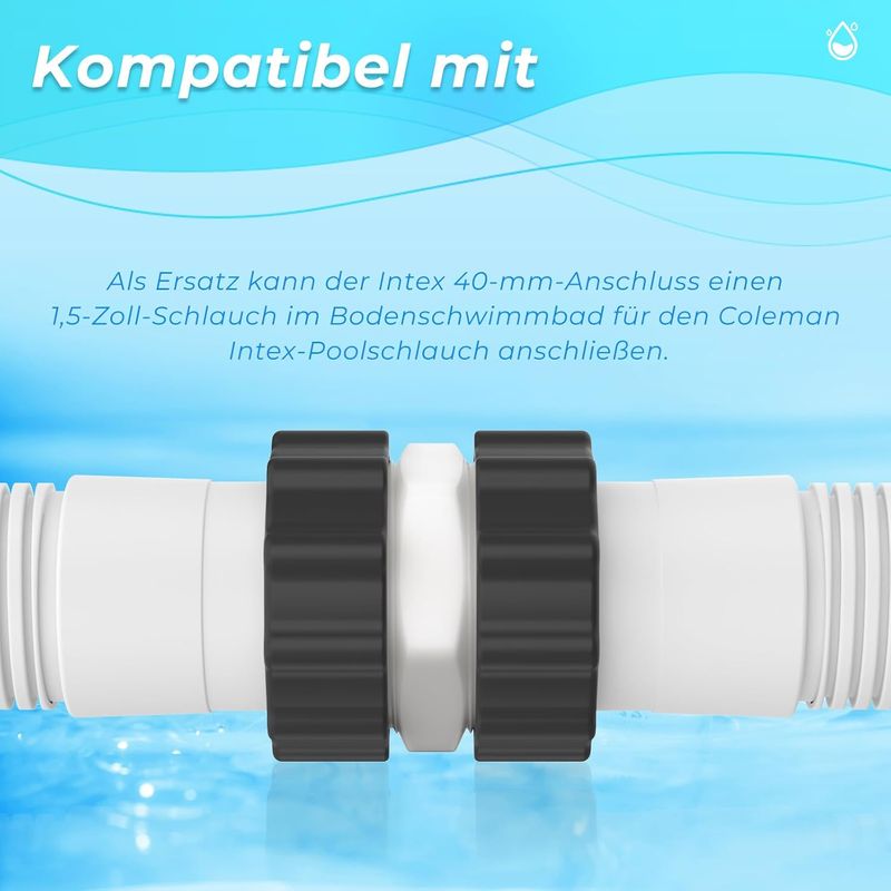 Antoble 38-mm-poolanschluss-set Für Intex Coleman 38-mm-schlauchverbinder, Poolschlauchadapter Für Intex-pumpen Für 1,5-zoll-poolschläuche