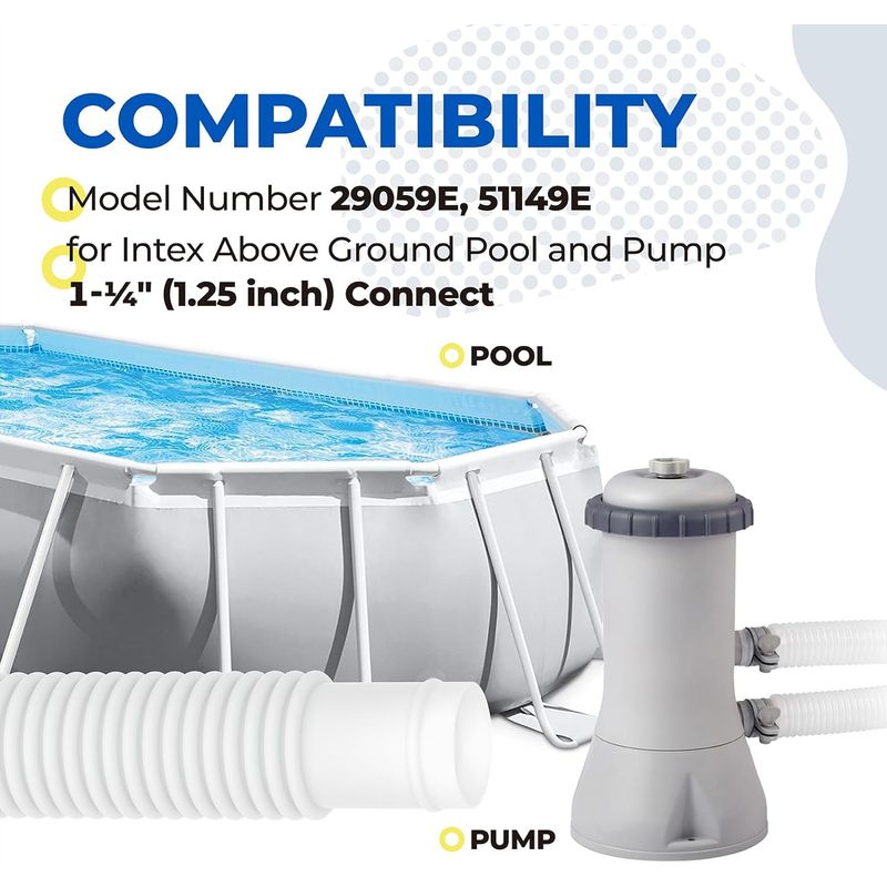 Ersatz-poolschlauch – Für Aufstellpool-zubehör, Ersatzschlauch Für Poolpumpen, 150 Cm X 3,2 Cm Mit 4 Klemmen – 2 Stück