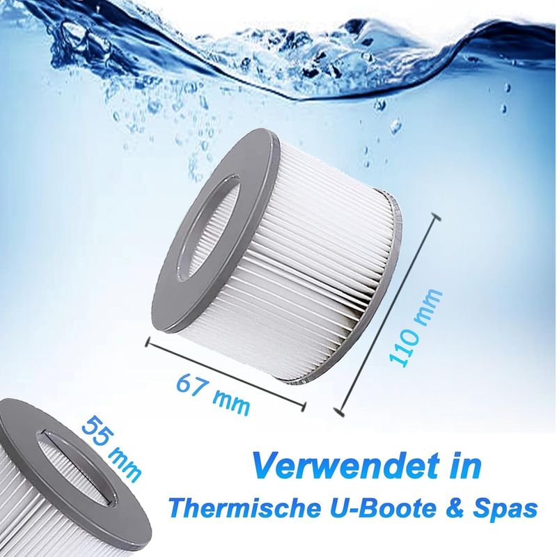Kgc Filterkartuschen Für Mspa-filter, 12 Stück, Kompatibel Mit Whirlpool Mspa-modellen Ab 2020, Wasserfilterkartusche Für Aufblasbare Pools, Whirlpools Und Spas