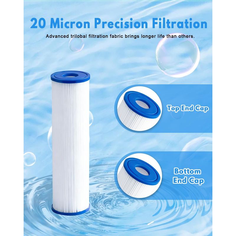 Eisbadfilter 25,4 Cm X 6,35 Cm (6er-pack) Kaltwasserfilter 20 Mikron, Plissierter Filter, Ersatz Für Eisbad Und Heißbad