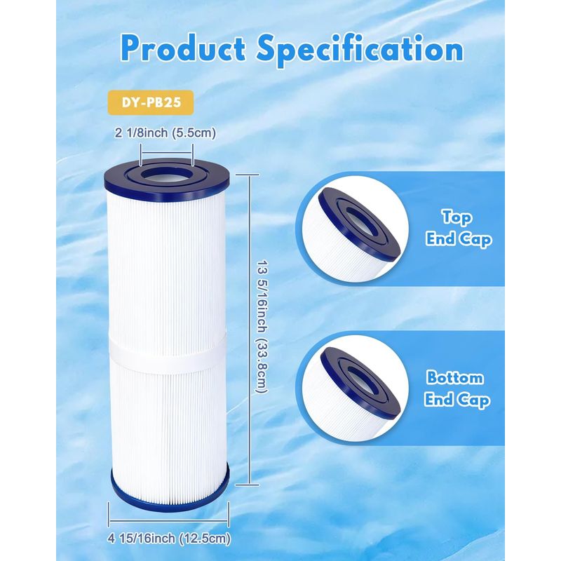Ersatz-whirlpoolfilter 2,32 M² (33 Cm X 12,7 Cm), Freistehend (2er-pack) Für Prb25-in C-4326 Fc-2375 Fc-2370 R173429 3005845 17-2327 817-2500 100586 33521 25392 413-106