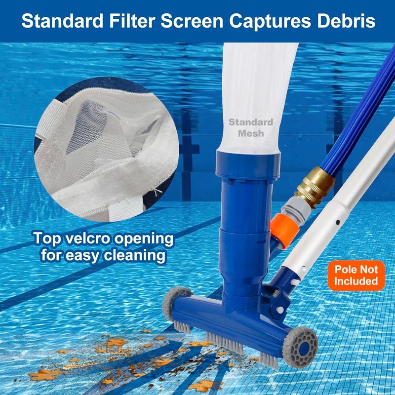 Poolaza Tragbarer Unterwasser-poolreiniger Mit Feinmaschenbeutel, Für Aufstellpools, Whirlpools Und Gartenpools – Poolsauger