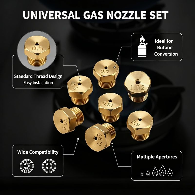 15 Universal-butangasdüsen, Erdgasdüsen, Butangas-injektoren Für Gasherde Und Gasöfen, 3×0,5 Mm, 2×0,65 Mm, 4×0,7 Mm, 3×0,87 Mm, 1×0,9 Mm, 1×0,95 Mm, 1×1,02 Mm