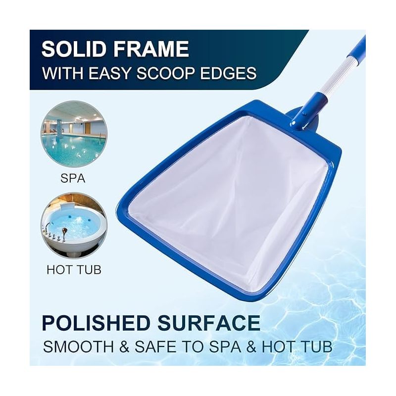 Poolaza Tragbarer Whirlpool-skimmer – Professioneller Skimmer Für Pools, Spas Und Teiche Mit Aluminiumgriff, Tiefem, Ultrafeinem Netz – Langlebiger Whirlpool-skimmer