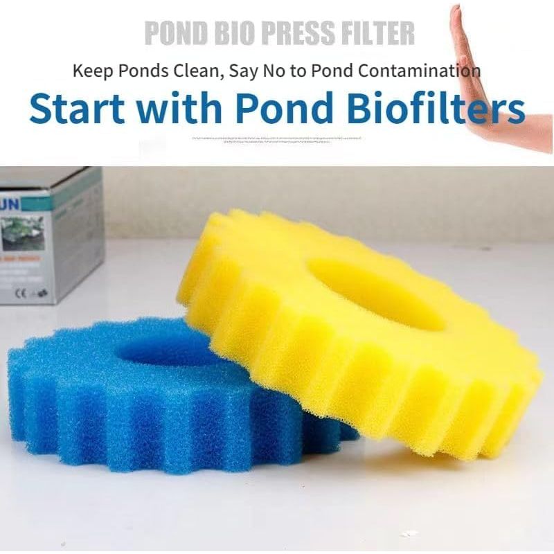 Cpf-2500 Filterschaumstoffe Für Cpf-teichfilter – Biologischer Filterschaum Für Cpf-filter, Filterschwamm Mit Doppelter Dichte (2 Feine Gelbe Schwämme & 2 Grobe Blaue Schwämme, Ø 23 Cm)