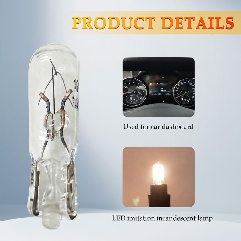 12v T5 W1,2w Led-armaturenbrettleuchte, Weiß, Ersatz-t5-glühbirnen Ohne Fassung, Für Auto-armaturenbrett, 10 Stück, Weiß