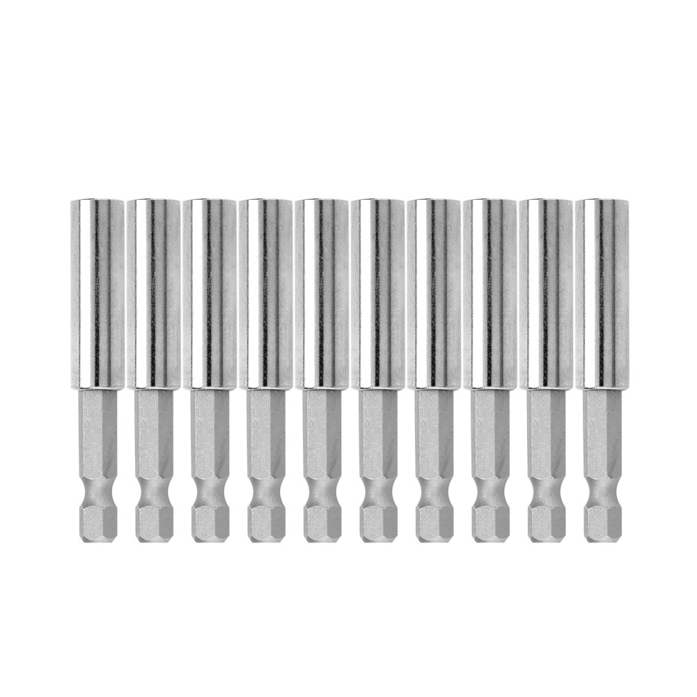Packung Mit 10 Magnetischen Schnellverschlussverlängerungen (60 Mm) Für 1/4"-sechskantschraubendreher Mit Bohrer