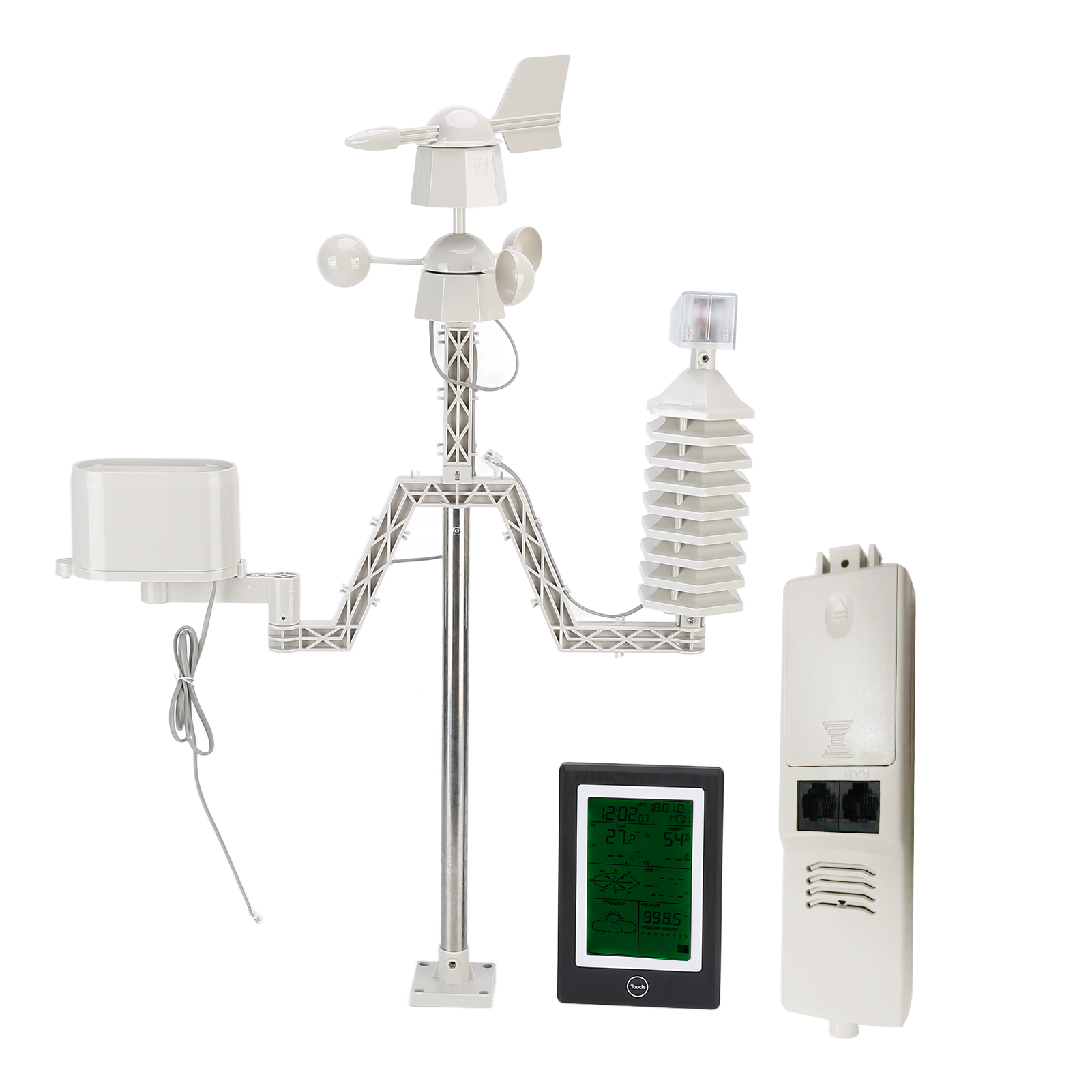 Solarbetriebenes Wettervorhersageinstrument Für Den Innen- Und Außenbereich, Zur Messung Von Temperatur Und Luftfeuchtigkeit, Mit Wi-fi- Und Bluetooth-funktionen, 5 V.