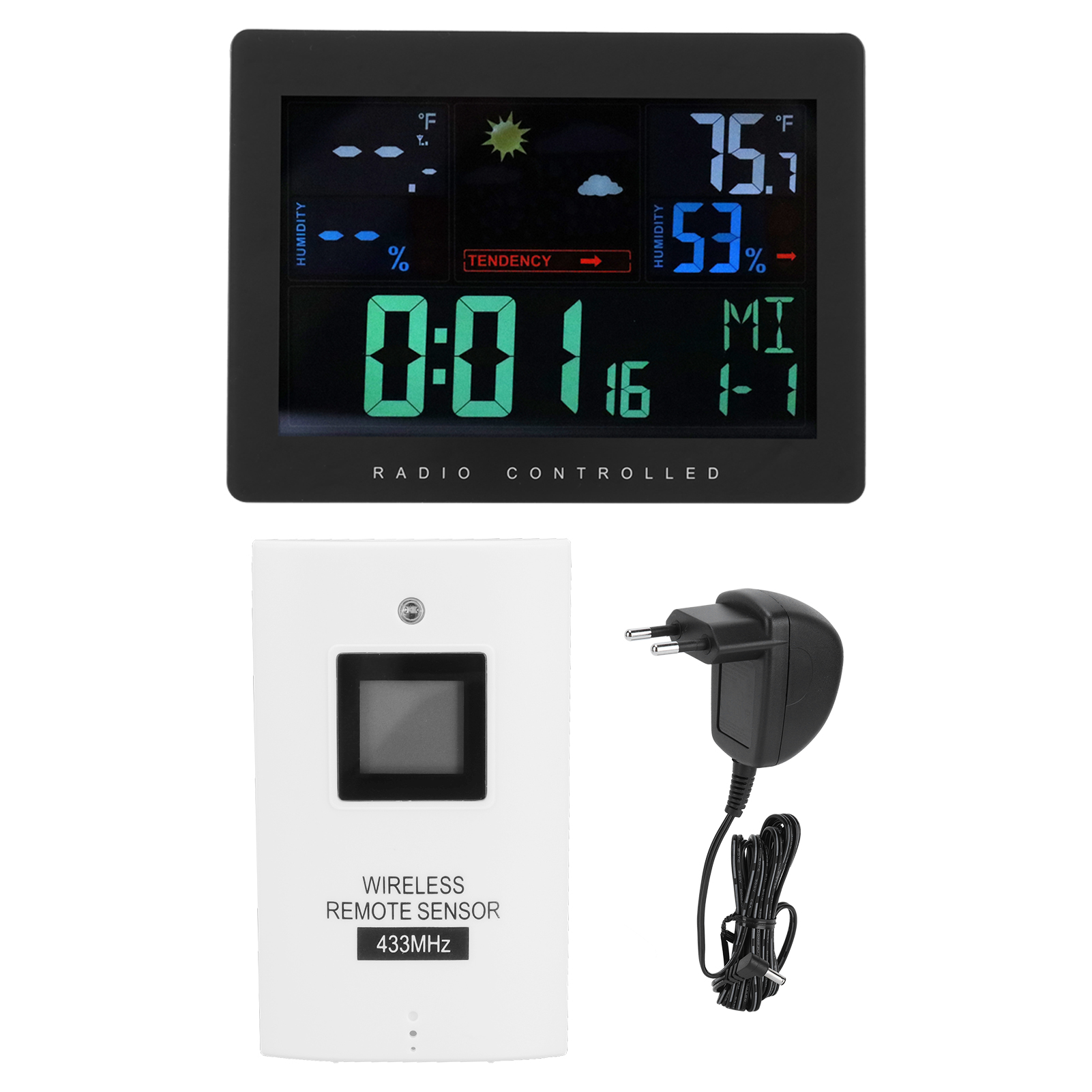 Kabelloses Thermometer-hygrometer Mit Farbdisplay Und Digitaler Wetteruhr