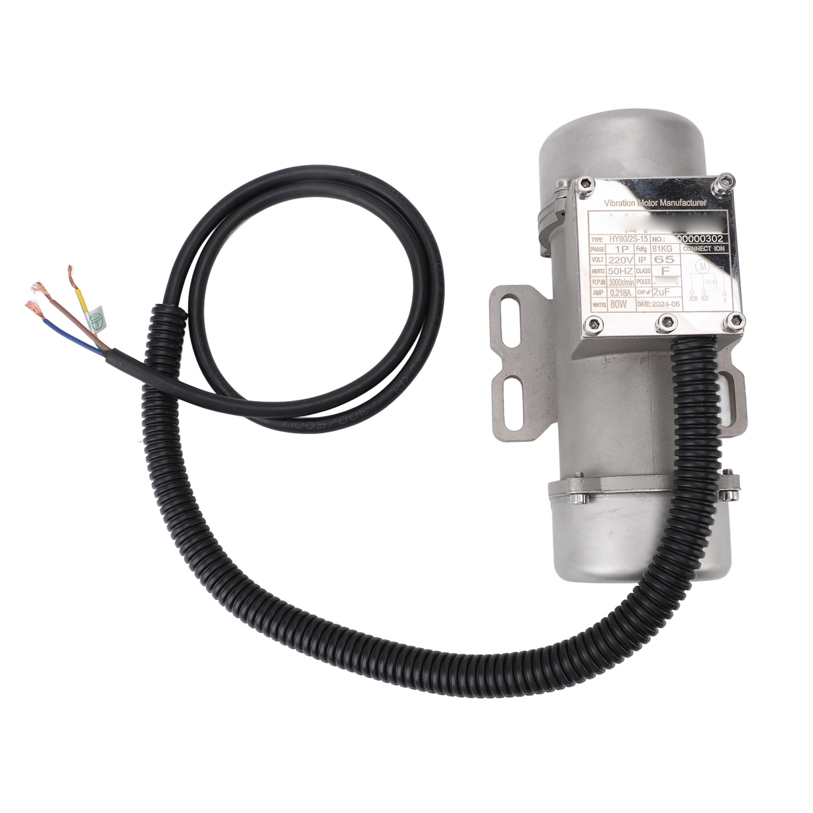 Vibrationsmotor Für Beton, Edelstahl, 220 V, 3000 U/min, Schutzart Ip65, Einphasig, Asynchron, Für Sandrütteltisch, 80 W, 81 Kg, 0,218 A
