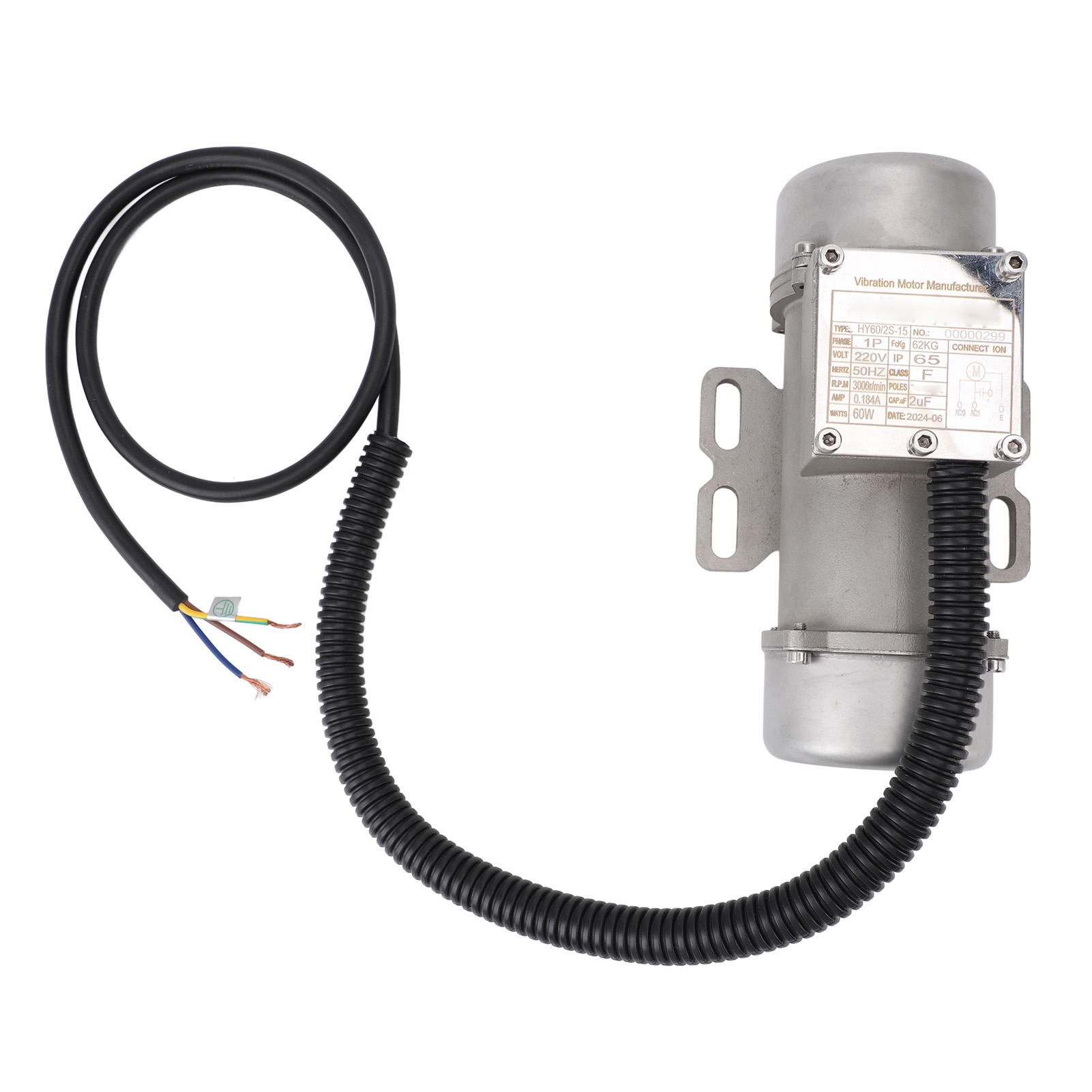Vibrationsmotor Für Beton, Edelstahl, 220 V, 3000 U/min, Schutzart Ip65, Einphasig, Asynchron, Für Sandrütteltisch, 60 W, 62 Kg, 0,184 A