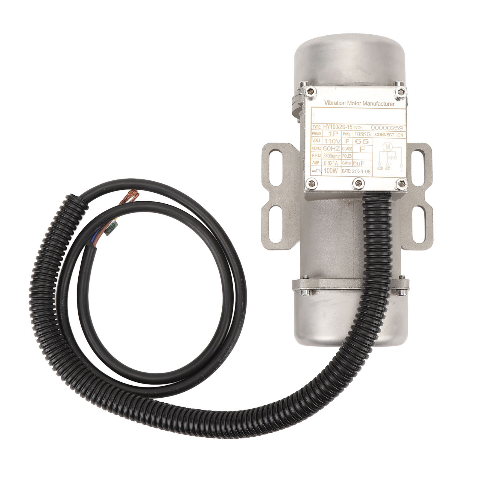 Einphasen-vibrationsmotor Für Beton, 3600 U/min, Edelstahl, Schutzart Ip65, Leise, 100 W, Für Rütteltische Und Siebmaschinen