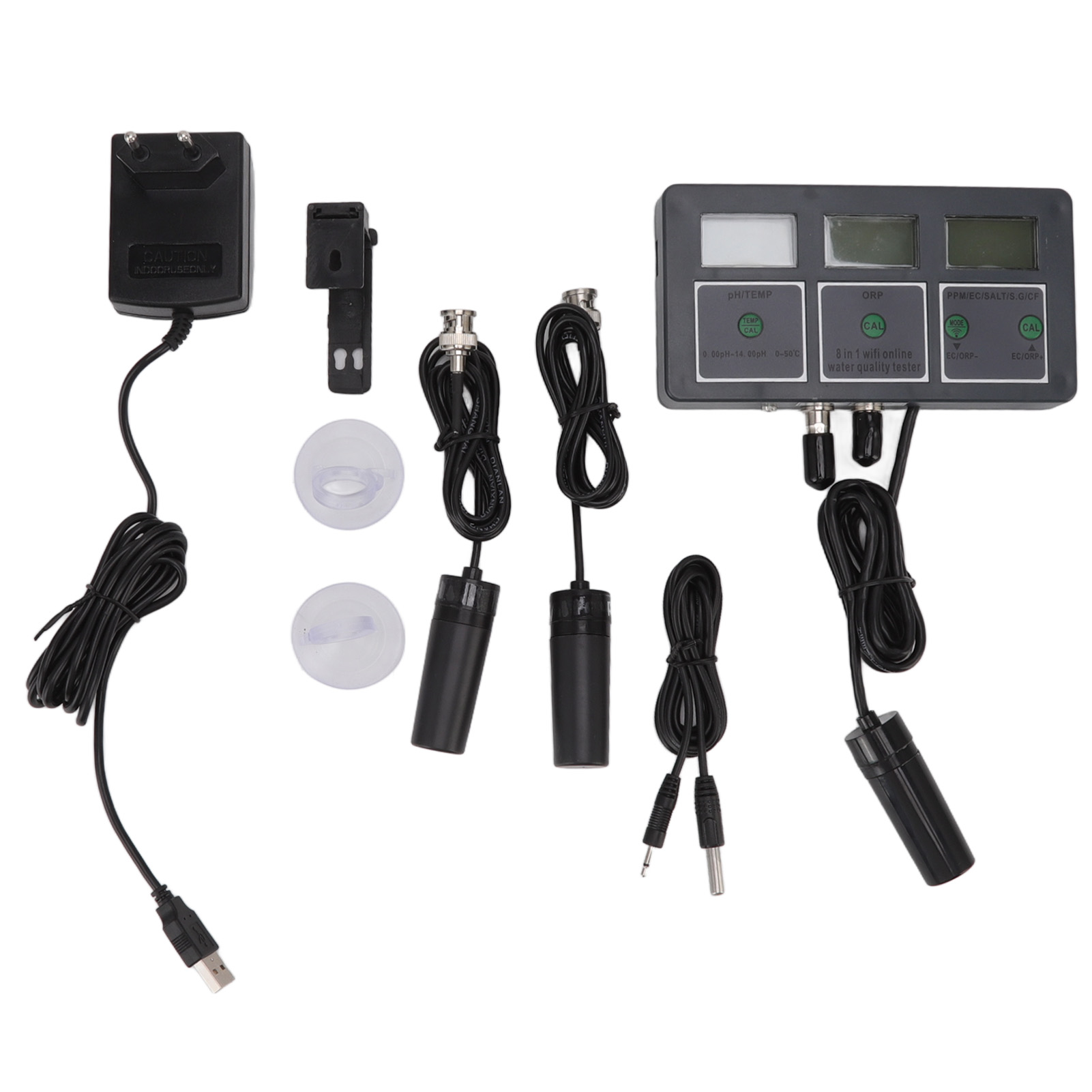 8-in-1 Wasserqualitätstester Mit Online-überwachung, Ph-detektor, Analysator Und Wi-fi-app Für Hydrokultur, Tuya-kompatibel (eu-stecker 230 V).