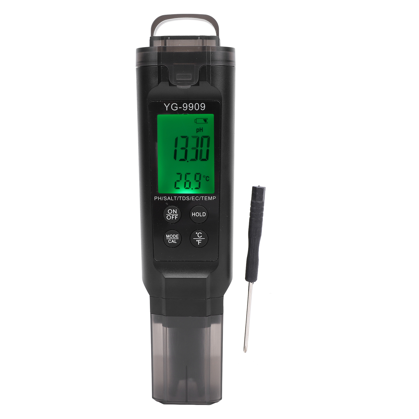5-in-1 Aquarium-wasserqualitätstester, Hintergrundbeleuchtetes Lcd-display, Digitale Messung Von Ph-wert, Elektrischer Leitfähigkeit, Tds Und Temperatur.