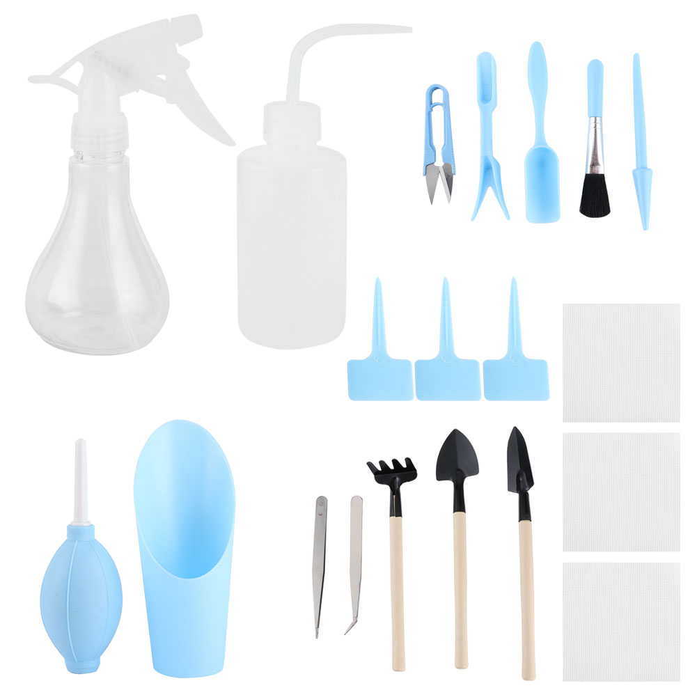 Set Mit 19 Umtopfwerkzeugen Für Sukkulenten, Bonsai Und Kleine Zimmerpflanzen (blau)