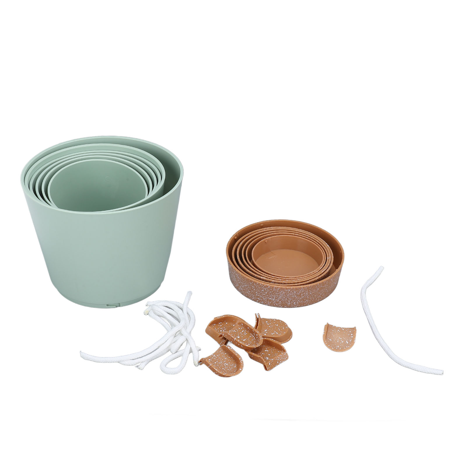 Set Mit 6 Kunststoff-blumentöpfen Für Den Innenbereich Mit Wasserreservoir, Seitlichem Abflussloch Und Braunem Boden, Für Sukkulenten.